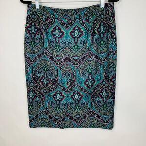 Talbots Teal Purple Paisley Skirt Sz 6